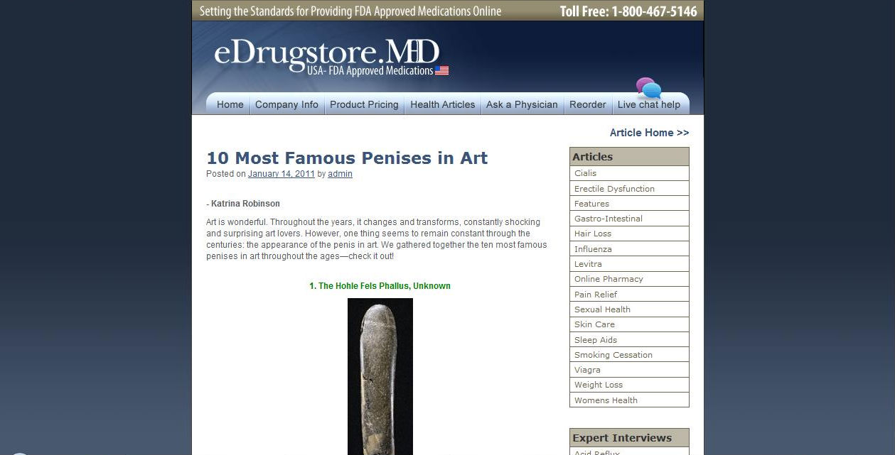 eDrugstore: Famous Penises in Art (January 2011) | Calliope Writing ...